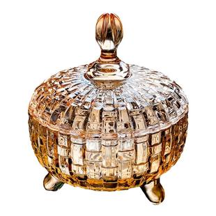 水晶玻璃碗带盖糖果罐收纳盒水果盘有盖果盘透明醉虾容器欧式盘子