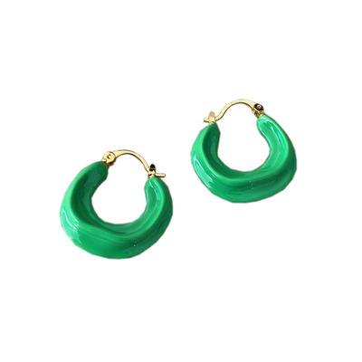 新款潮法国小众设计釉18k金耳环