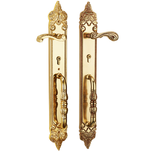 汉顿欧式黄铜别墅对开大门锁双开门锁入户门室内门对开大门锁黄铜