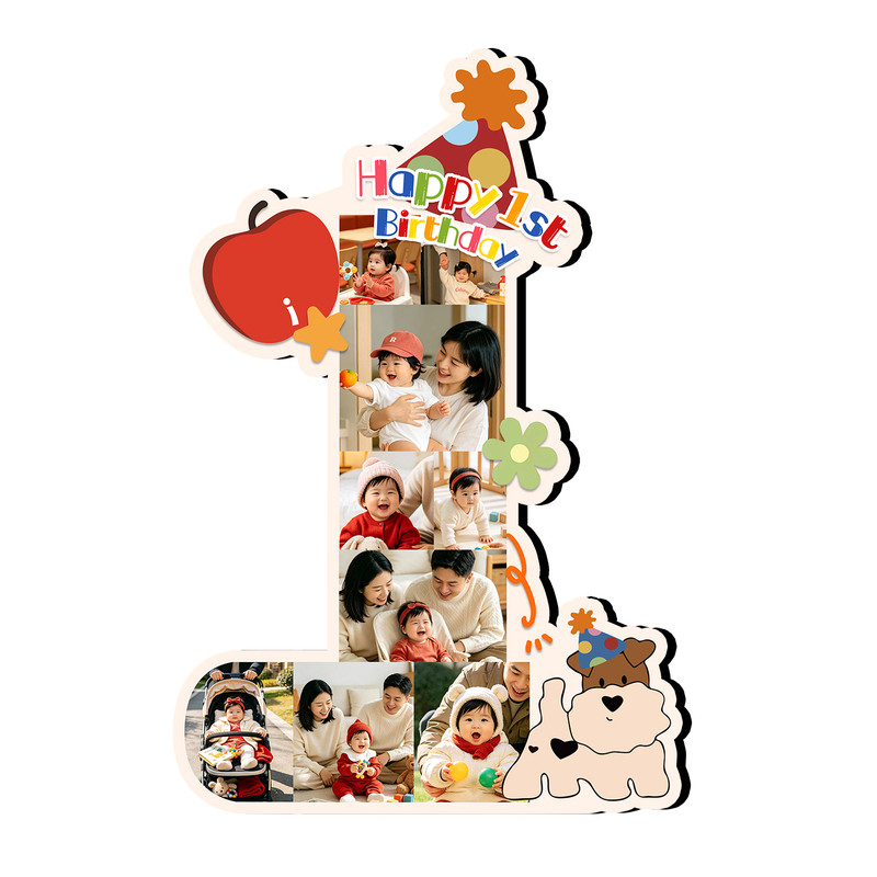 苹果小狗儿童定制成长生日摆台