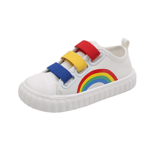 2026春夏季儿童帆布鞋男童板鞋拼色宝宝鞋低帮女童球鞋彩虹休闲鞋