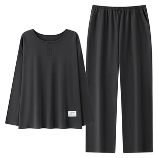 牧柔2026新款男可外穿简约风宽松纯棉圆领青少年家居服睡衣套头春