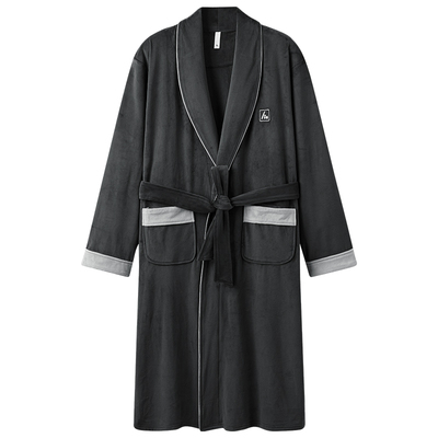 恒源祥2025款睡衣男款加厚加绒长款海岛绒长秋冬天睡袍一体式浴袍