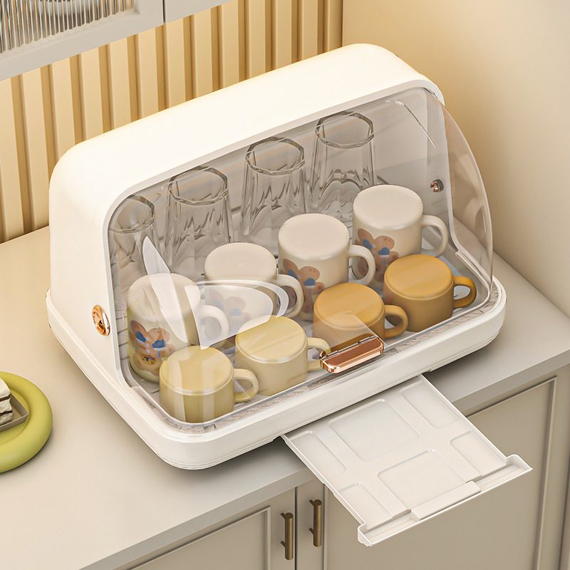 奶瓶收纳盒沥水茶杯托盘架子家用收纳置物架茶具杯子防尘箱子收纳