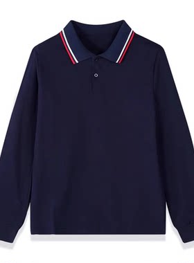 藏青色小学生校服翻领polo衫