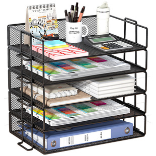 A3A4可叠加桌面文件架金属文件框办公室文件收纳架书房多层收纳盒