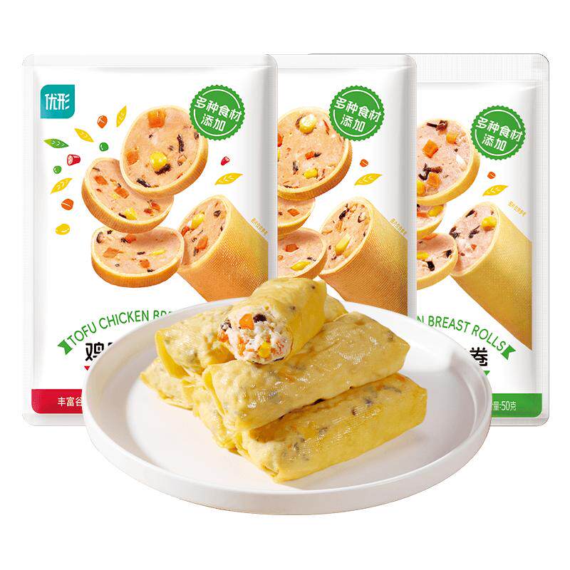 优形旗舰店豆皮鸡胸肉卷原味20袋