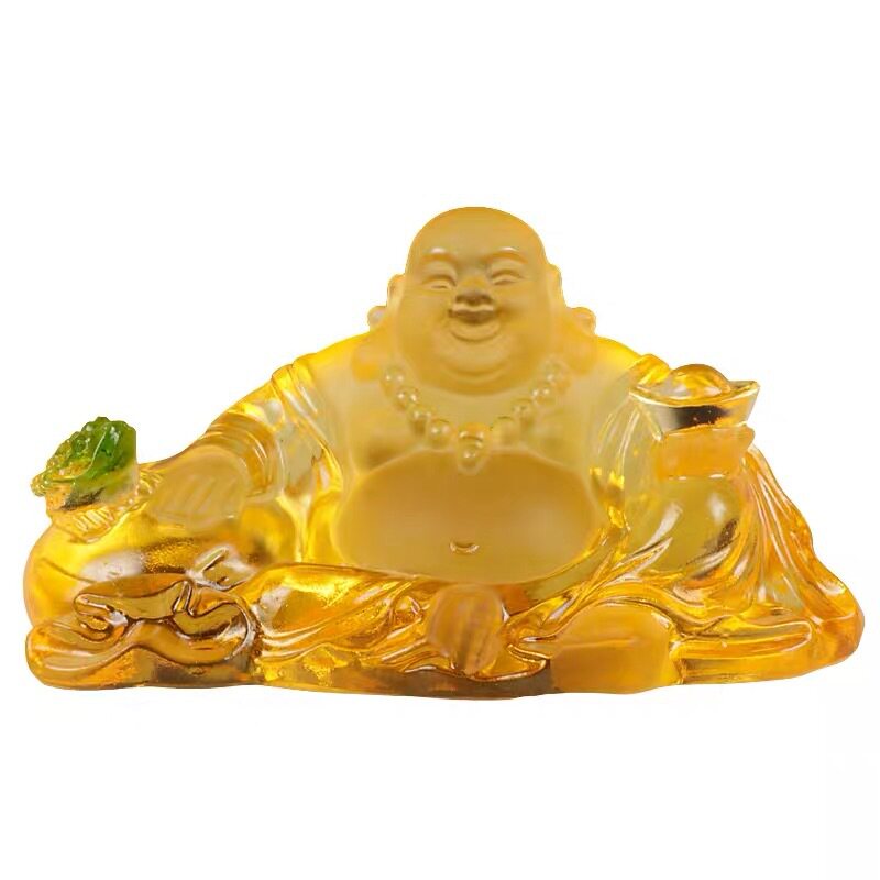 古法琉璃弥勒佛车载摆件保平安