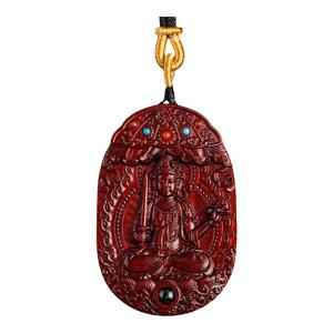 紫檀木质佛牌守护神普贤菩萨龙蛇十二生肖本命年吊坠把玩件新藏式
