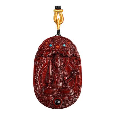 紫檀木质佛牌守护神普贤菩萨龙蛇十二生肖本命年吊坠把玩件新藏式