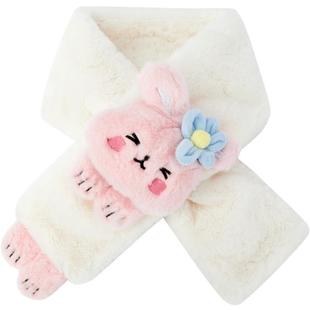 巴拉巴拉儿童围巾女童冬季保暖毛茸茸围脖玩偶可爱萌加厚舒适潮款