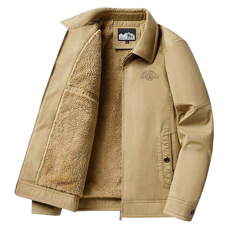 棉衣男加绒加厚翻领棉服爸爸冬装