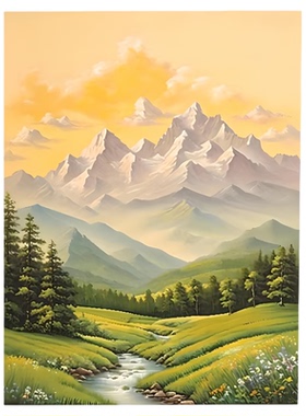远山风景diy数字油画手工填色