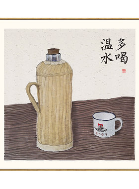原创新中式风餐馆豆浆油条挂画