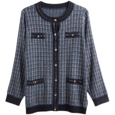 胖太太小香风OL气质镶钻设计大码