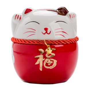 中式创意陶瓷招财猫喜糖盒结婚满月百天伴手礼盒生日糖罐婚庆用品