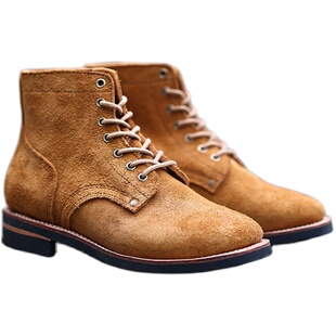 头层翻毛牛皮大逃亡靴手工固特异陆战工装靴美式高帮沙漠靴短靴男