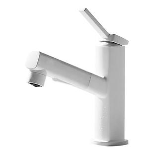 惠达洗脸盆水龙头奶油白家用洗漱浴室台盆抽拉式冷热面盆龙头