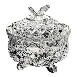 水晶玻璃碗零食糖果罐糖缸果盘干果盘带盖收纳盒复古储物零食小碗