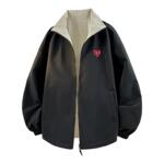 查尔斯桃心 纯色cleanfit夹克男双面穿春秋季新款立领教练服外套