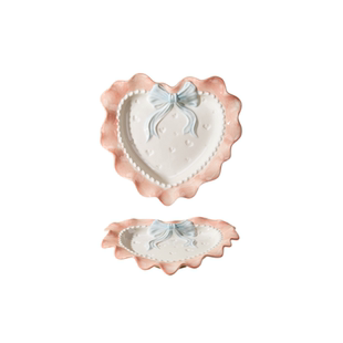 蝴蝶结碗盘家用2026新款高颜值酸奶碗釉下彩餐具陶瓷餐盘水果盘子