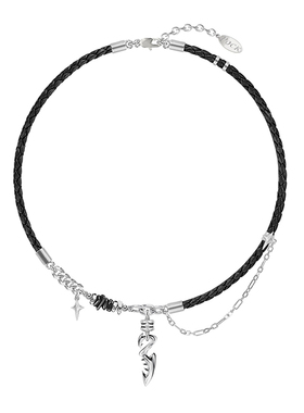 潮酷小众牛皮绳设计项链时尚个性