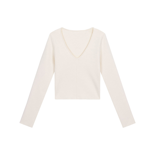 OTHERSTORE 山谷来风 黑色深V领套头针织衫女两面穿修身长袖上衣