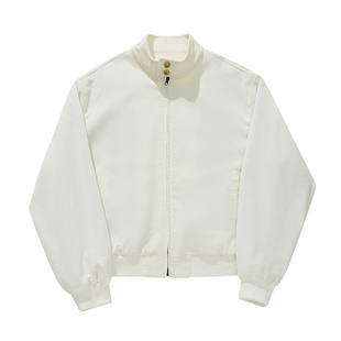 APOECHO 美式立领白夹克宽松棒球服灯芯绒惠灵顿夹克廓形棉衣外套