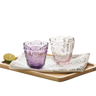 如你一样的温柔。日系花瓣口复古浮雕玻璃杯牛奶冷萃咖啡杯甜品杯