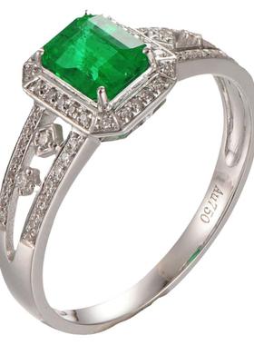 天然祖母绿18K金镶嵌搭配钻石女