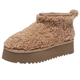 热风加绒雪地靴女鞋2025年冬季新款保暖时尚毛绒棉鞋松糕底短筒靴