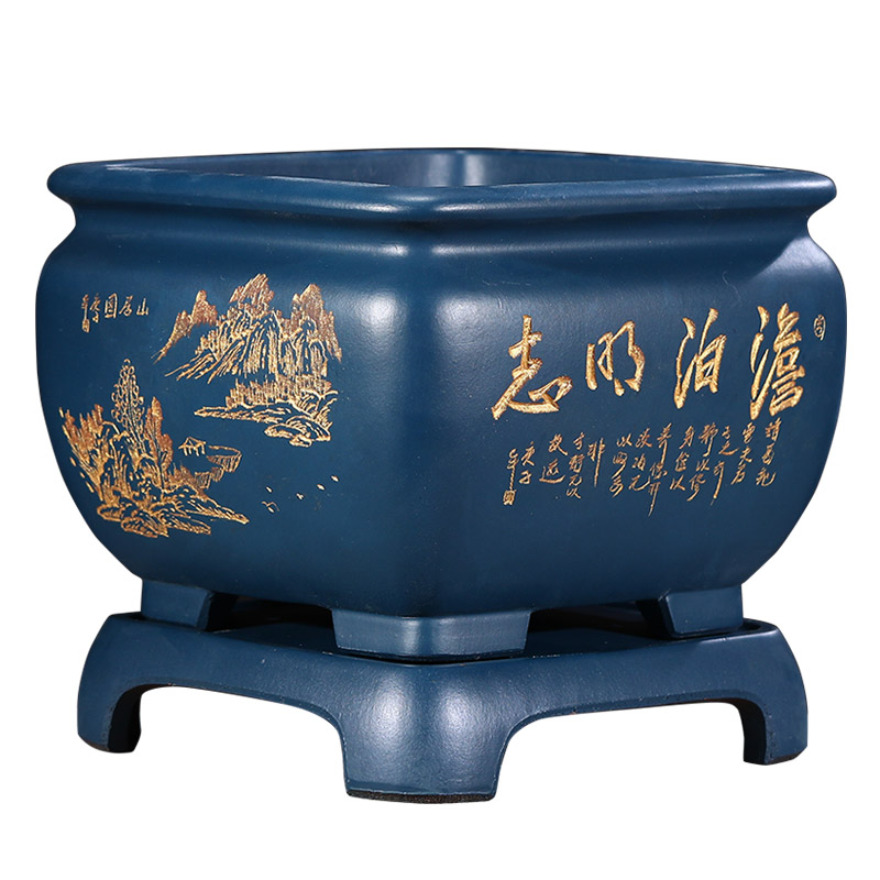 带底座四方悬崖精品可爱盆景盆