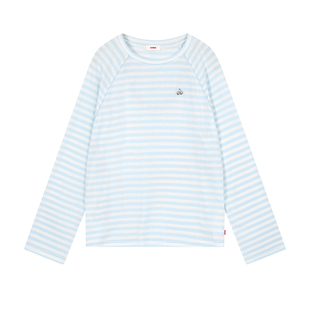 樱桃KIRSH蓝白拼色条纹长袖T恤女2026夏季韩系透气凉爽罩衫上衣