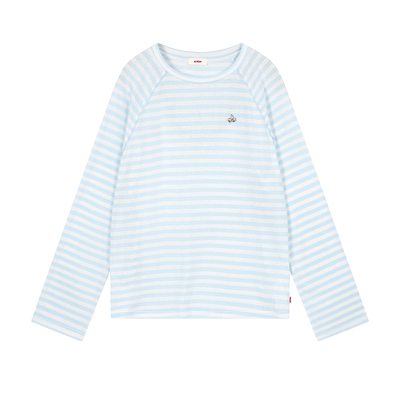 樱桃KIRSH蓝白条纹插肩长袖T恤