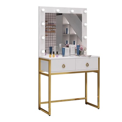 轻奢金色影楼梳妆台美发镜台婚纱