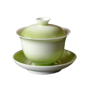 束刻渐变青幽福灵三才盖碗三件套清新风功夫茶具敬茶碗女士泡茶碗