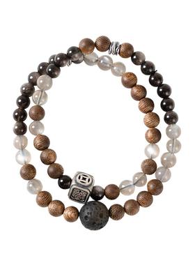 黑银曜石沉香灰月光手串