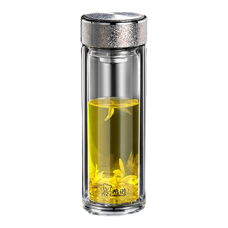 希诺抗菌玻璃杯双层隔热钛杯