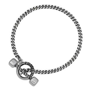 周六福铂金手链男款潮pt950白金哑铃手饰简约正品送新年礼物官方