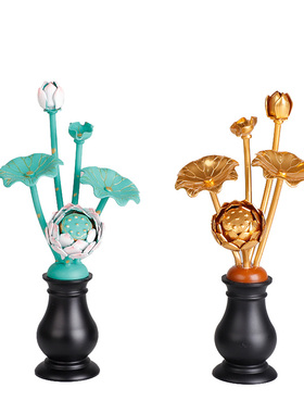 鎏金佛前观音罢件彩绘莲花