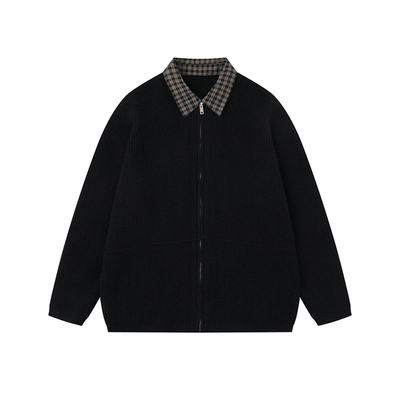 美式复古拉链开衫毛衣