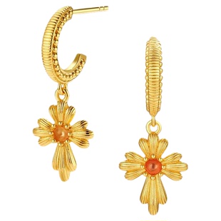 TONE&TALE弗朗花十字小耳坠礼物小花耳钉时尚法式高级感小众女