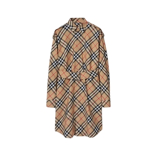 【24期免息】BURBERRY 女装 格纹棉质衬衫式连衣裙 80866101