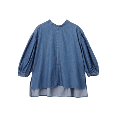 23区SLOW系列时尚简约气质轻型盎司牛仔后系带衬衫女ONWARD