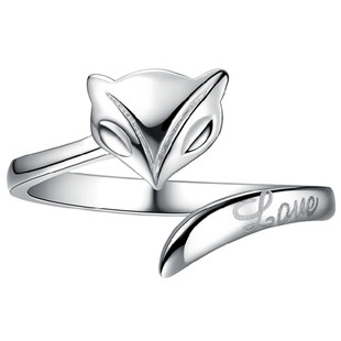 三生三世狐狸戒指999纯银女气质小清新精致个性时尚调节指环简约