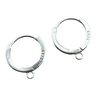 925纯银耳饰配件耳环带圈耳扣DIY手工可吊珠子制作半成品耳坠厂家