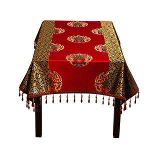 新中式禅意方桌布复古正方形餐桌布古风麻将桌台布八仙桌防尘布