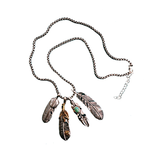 日韩欧美余文乐明星同款钛钢羽毛项链 个性男女士毛衣链情侣吊坠