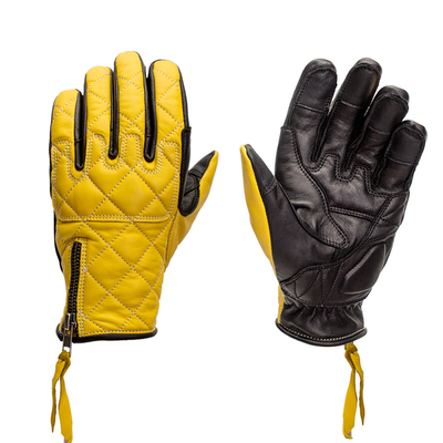 FOGY复古拼色菱格羊皮手套