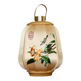 物几空间枇杷山鸟刺绣新中式台灯摆件触控玄关乔迁礼床头灯手提灯